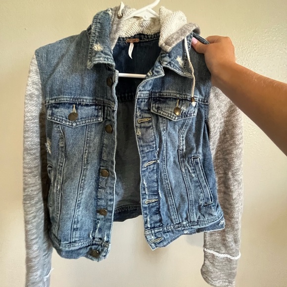 Free People | Knitted Jean Jacket w/ buttons & hood - Picture 1 of 3